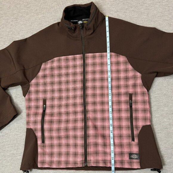 Dickies Full Zip Jacket Womens Size L Brown Pink Plaid Lined Long Sleeve Pockets - Picture 12 of 16